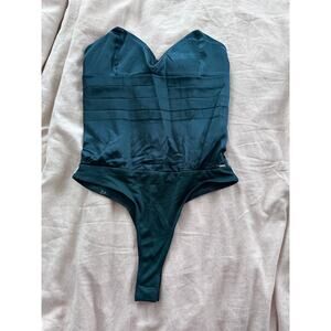 Guess Satin Sexy Green Sleeveless Bodysuit Corset NWOT